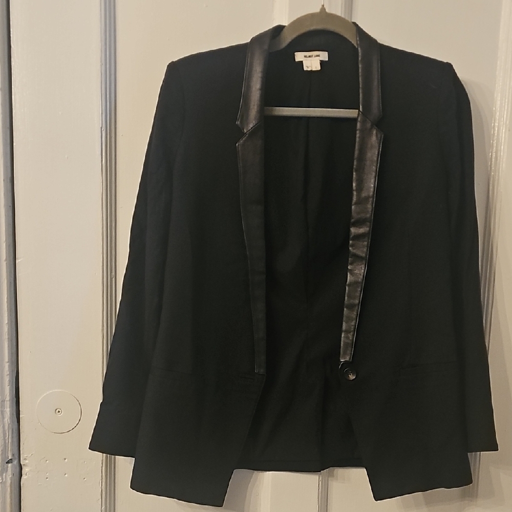 Helmut Land Black Women's Blazer with Leather Trim 0